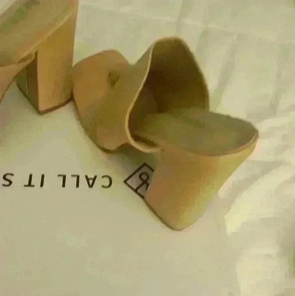 Shein summer beach evening beige block slip on square toe sandal heel 10 - Picture 4 of 4